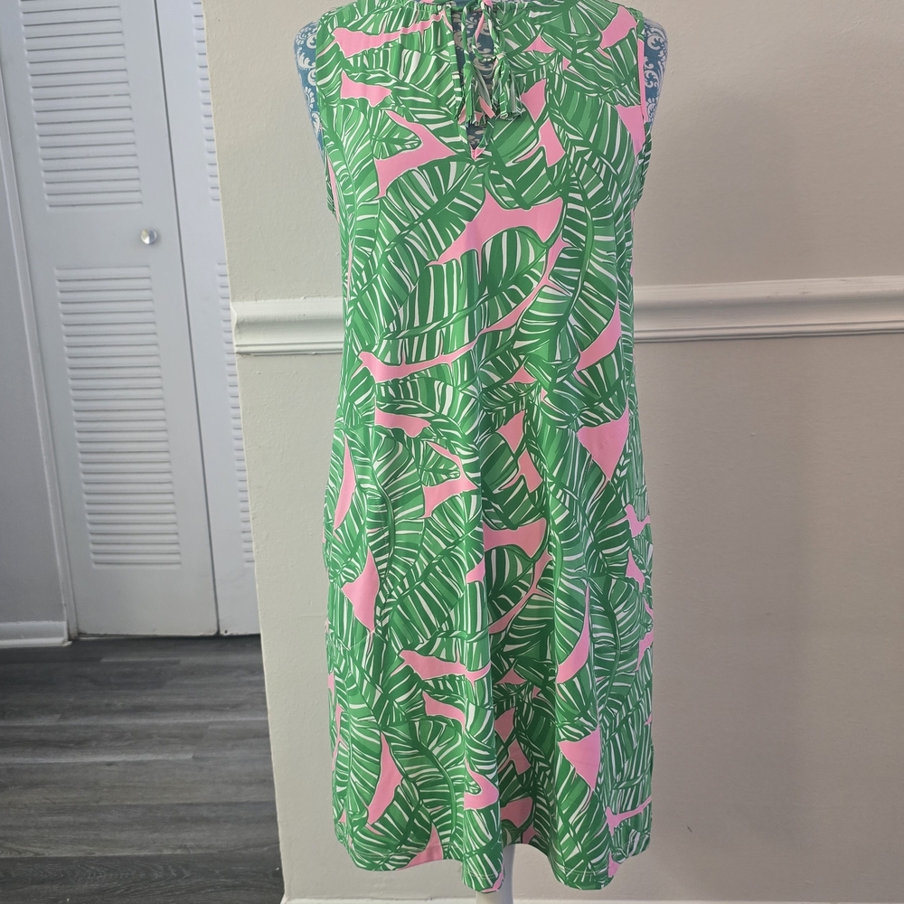 Lilly Pulitzer Green and Pink Midi Dress